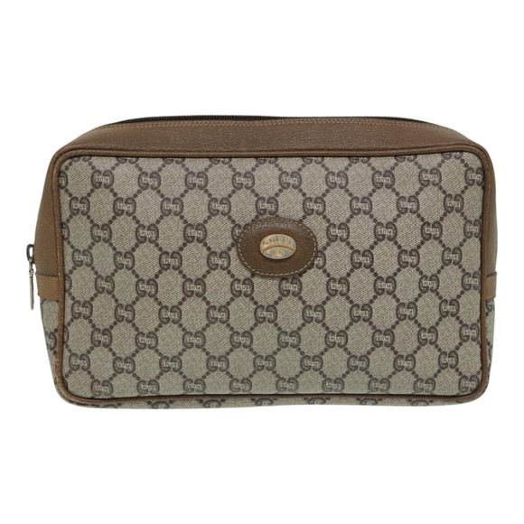 GUCCI GG Plus Supreme Clutch Bag PVC Beige Auth mr376 - Picture 13 of 16